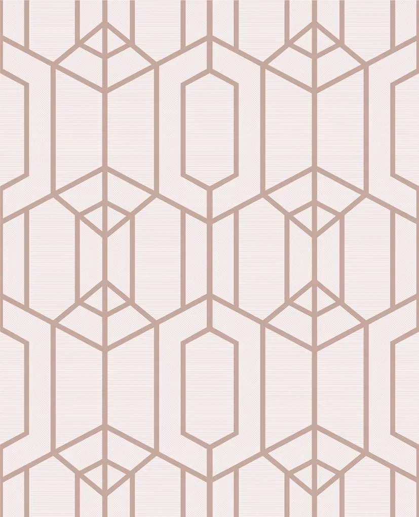 Világos Rózsaszín Geometrikus Tapéta Arany Vonal Minta