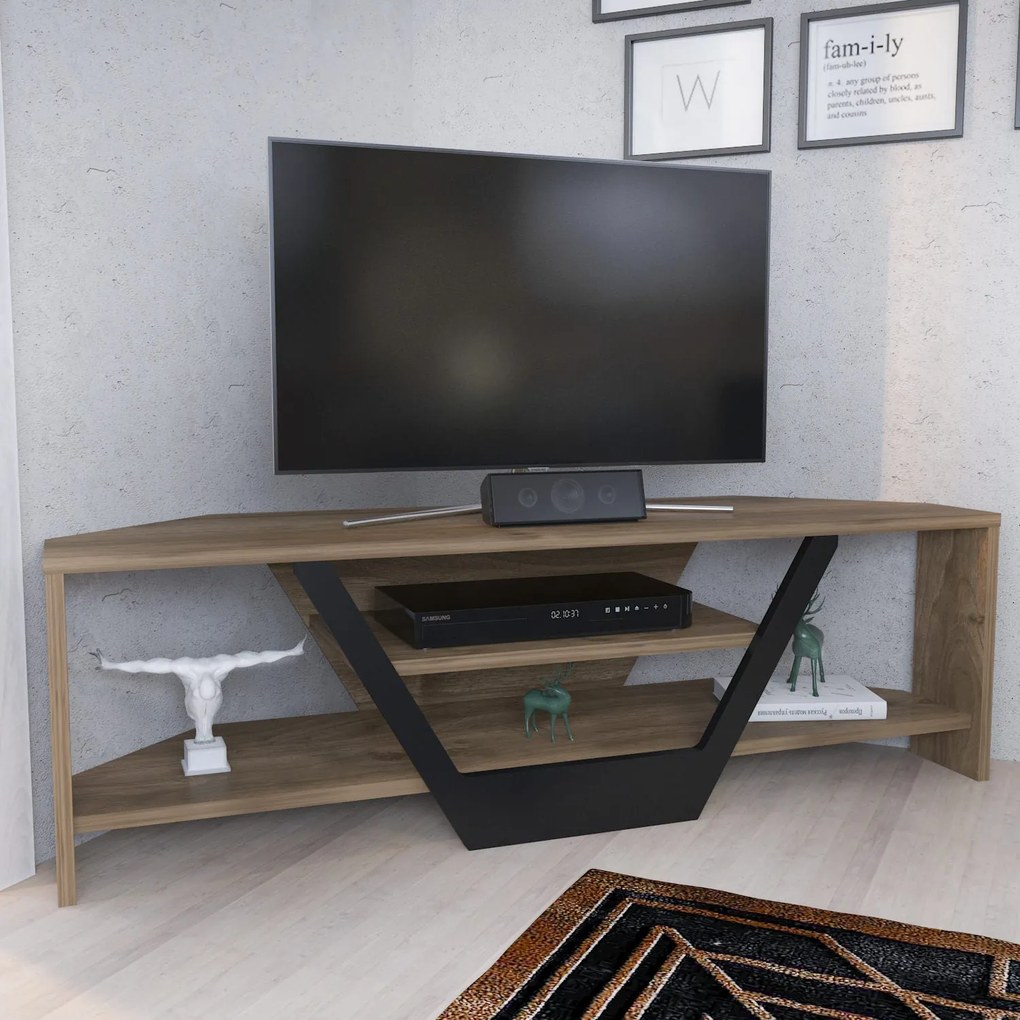 TV szekrény Sares - Walnut, Black