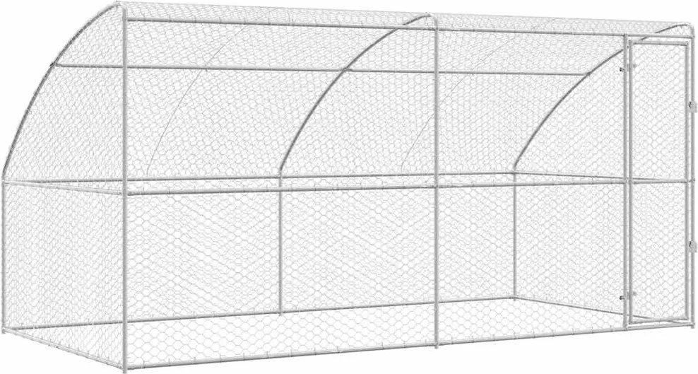 vidaXL Kutyaház tárolóval 2 pcs Ezüst 4 x 2 x 2 m Horganyzott acél