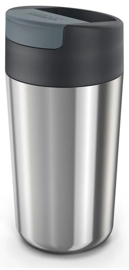 Sötétkék-fényes ezüstszínű utazóbögre 450 ml Sipp – Joseph Joseph