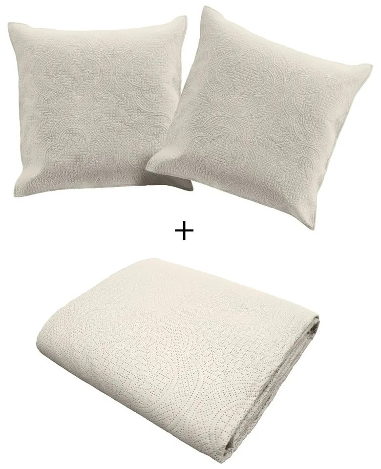 Krémszínű mikroszálas ágytakaró és párnahuzat szett 240x260 cm Romane – douceur d'intérieur