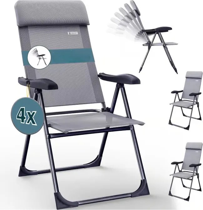 Deuba 4 darabos kempingszék szett - szürke