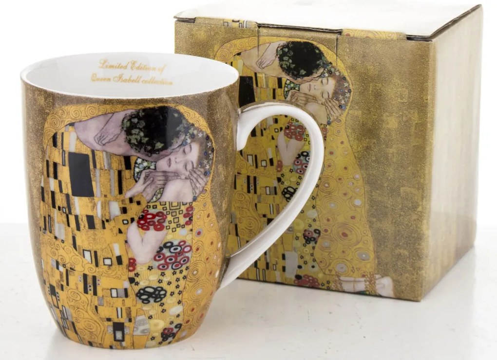Porcelán bögre többszínű 10,5x12x8,5cm Klimt: A csók