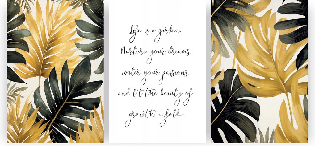 Poszterek Falra Levelek Monster Szett 3 Képek Hálószoba Keret nélkül 40x30