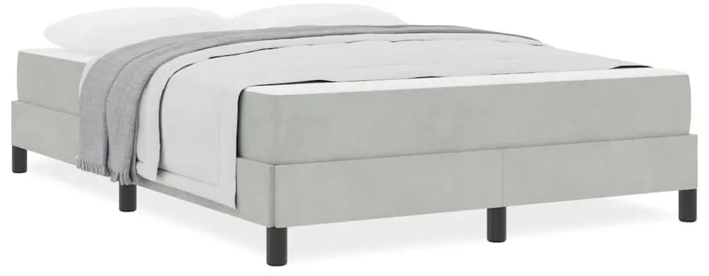Boxspring ágy matraccal Világosszürke 140 x 190 cm Bársony
