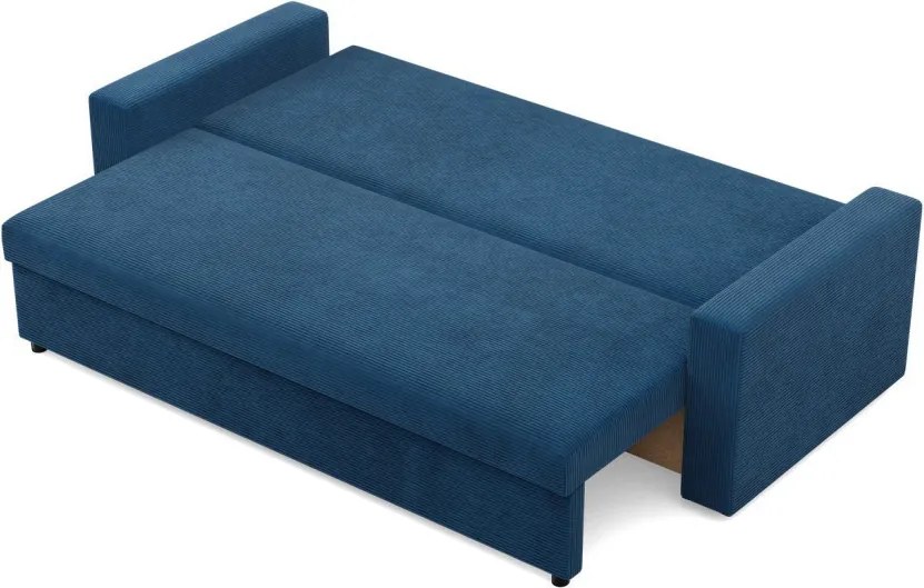 Zeus kanapéágy, kordbársony, bonell töltet, egyenes kartámasz, kék