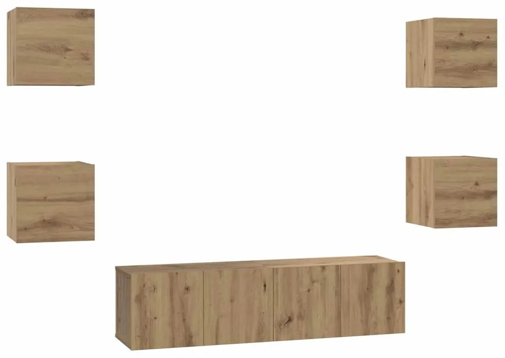 TV szekrény garnitúra 6 pcs kézműves tölgy 60 x 30 x 30 cm