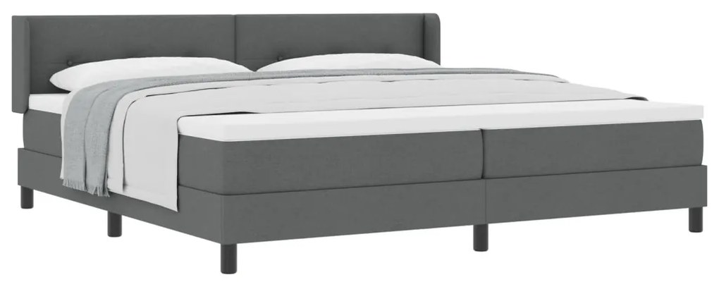 Sötétszürke Boxspring Ágy, 200x200 cm, Anyag