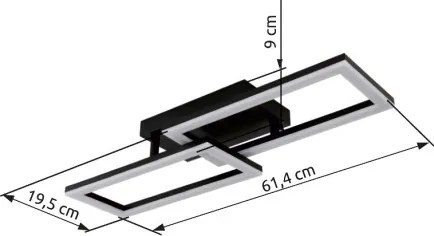Globo 67328-20O Mennyezeti lámpa fém fekete matt, műanyag fekete matt, műanyag fehér, mozgatható, HxSzxM: 614x195x90mm, tartozék: LED 20W 230V, 2530lm forrás, 1380lm kimenet, 3000K