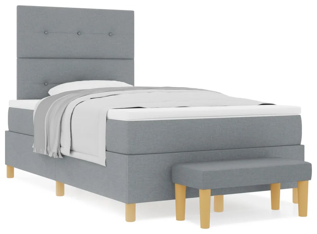 Boxspring Ágy Matrac és Pad Világosszürke 120x200 cm Szövet