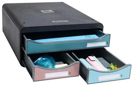 Irattároló, műanyag, 3 fiókos, EXACOMPTA Smallbox Skandi, színes (EX311606D)