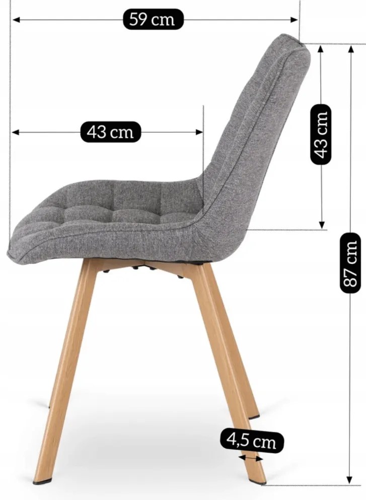 KATHY Kárpitozott Étkezőszék Szürke Színben