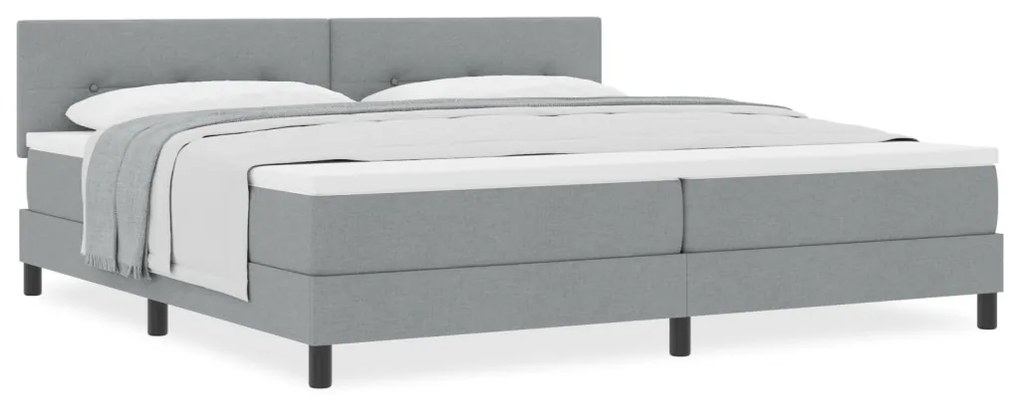 Box Spring ágy matraccal világosszürke 200x200 cm szövet