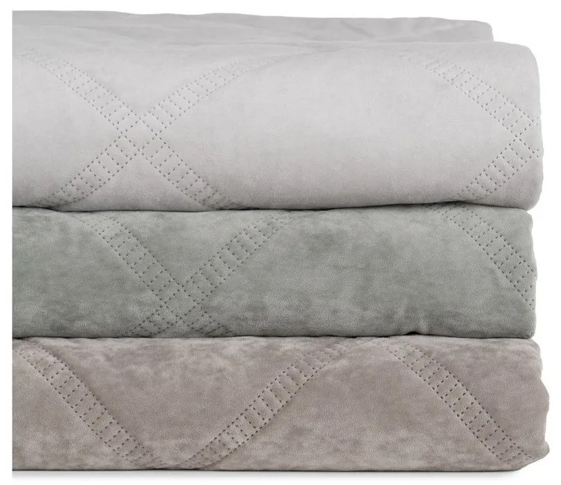 Szürkészöld bársony steppelt ágytakaró 230x260 cm – Ixia