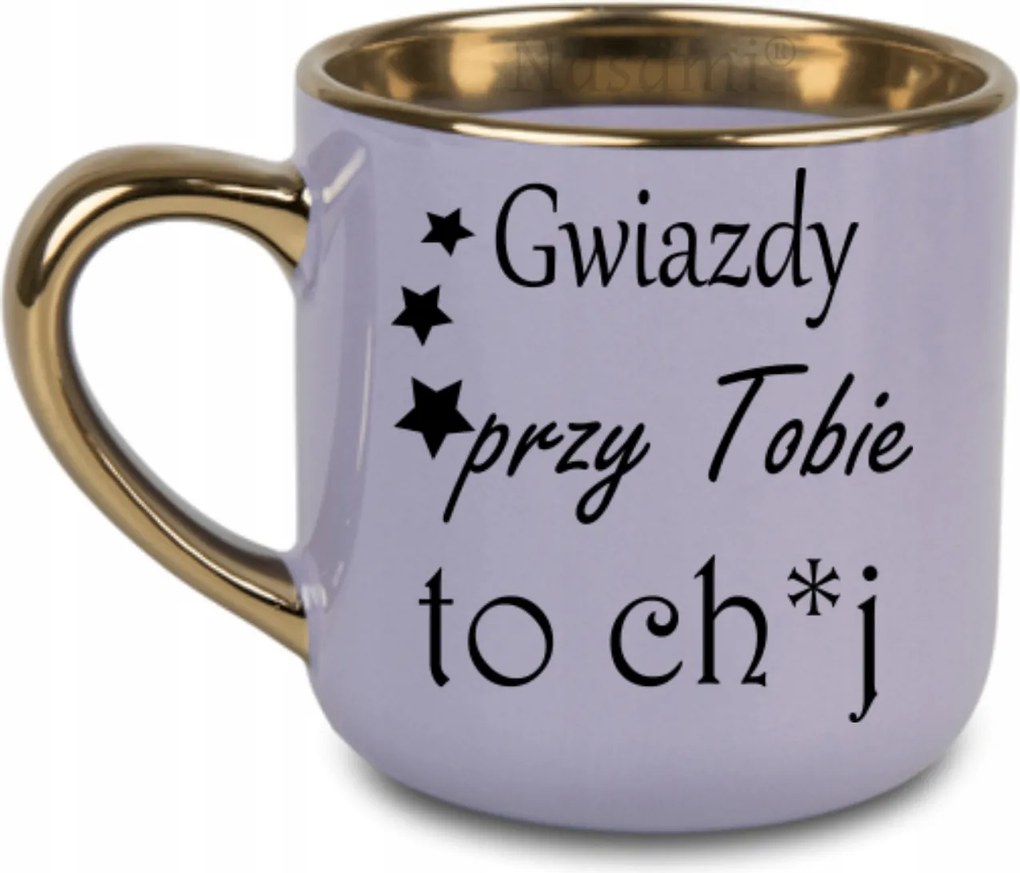 Elegáns bögre Csillagok melletted ch.j arany díszítéssel 400 Lila