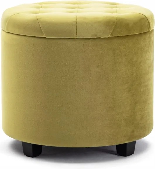 Hnnhome puff kerek tároló 45L bársony sárga 45 cm