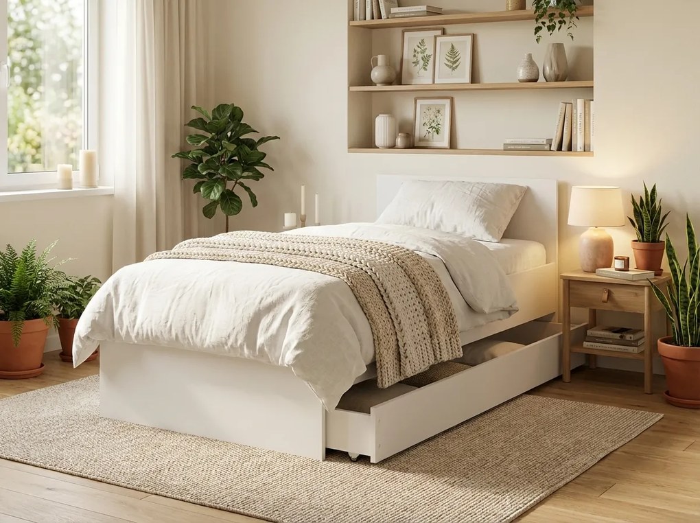 Ágy ELISA 90 x 200 cm, fehér Ágyrács: Ágyrács nélkül, Matrac: Coco Maxi 20 cm matrac