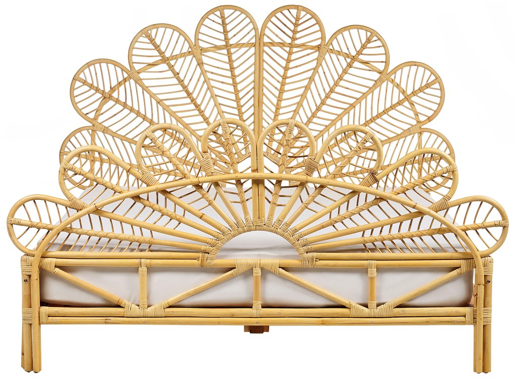 Világosbarna rattan franciaágy 160 x 200 cm FLORENTINE Beliani