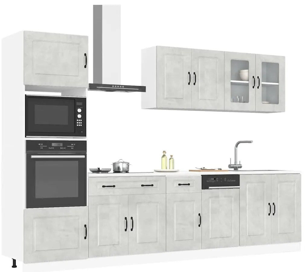 vidaXL 7 részes konyhai szekrény szett Kalmar betonszürke műszaki fa