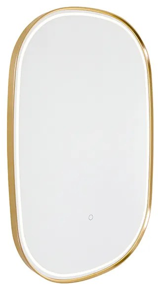 Fürdőszobai tükör rézszínű LED-del, 3 fokozatban dimmelhető, érintőgombos, ovális - Miral