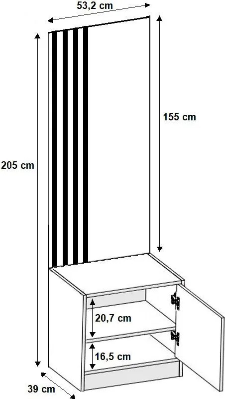 ROJ 20 Plus Előszobafal 156,9cm, Arany Tölgy