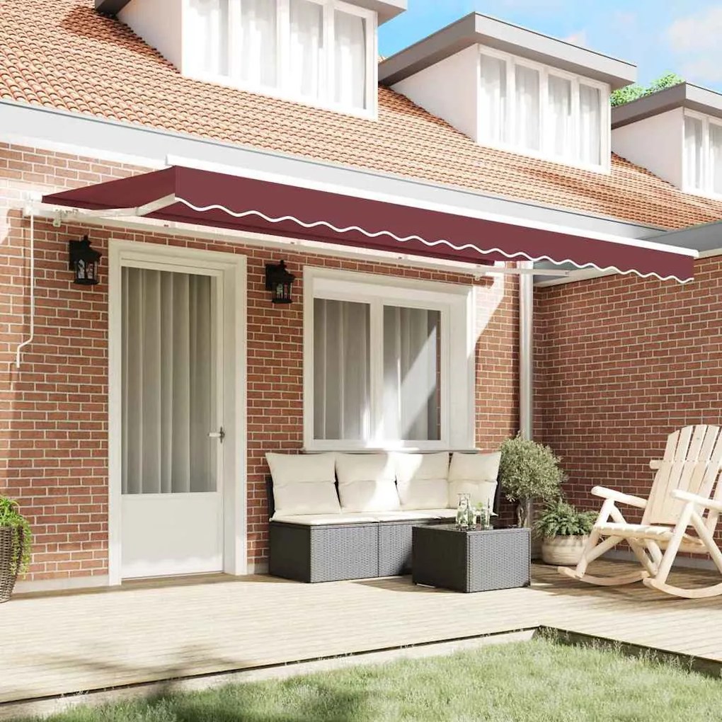 Behúzható napellenző Burgundi 350 x 200 cm Pamut és Alumínium