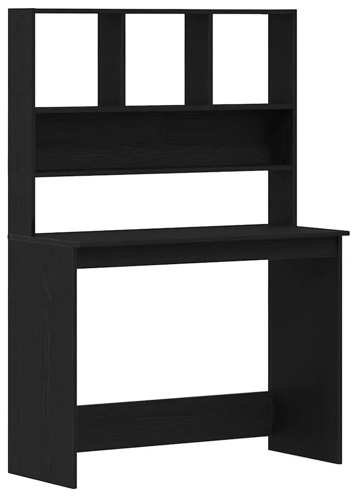 fekete tölgy szerelt fa íróasztal polcokkal 102 x 45 x 148 cm
