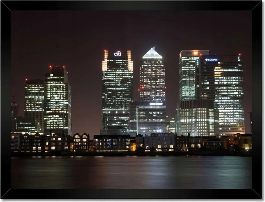 Poszterek keretben 40x30 Éjszakai panoráma London felhőkarcolók