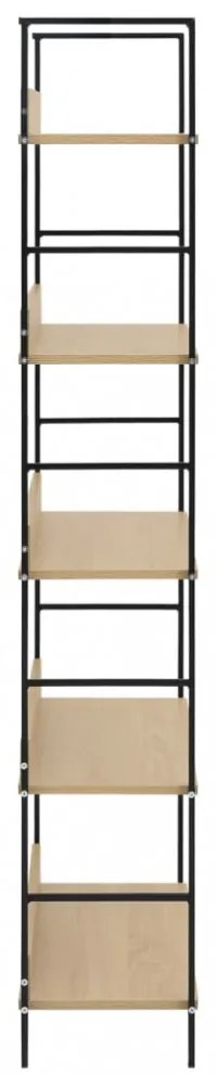 5 szintes tölgyszínű szerelt fa könyvespolc 60x27,6x158,5 cm