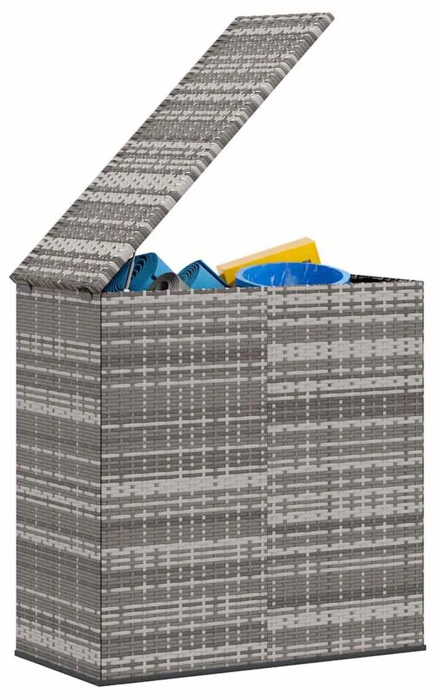 szürke polyrattan kerti párnatartó doboz 100 x 49 x 103,5 cm