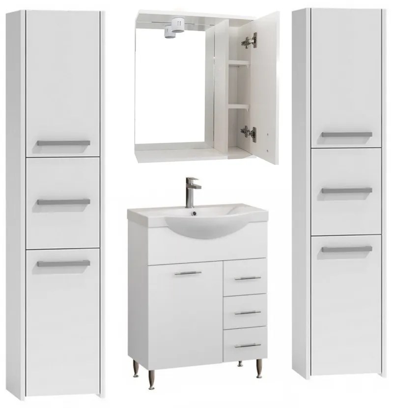 Luna S33 fürdőszoba bútor szett Montano alsószekrény mosdóval és Emilia tükrös szekrénnyel