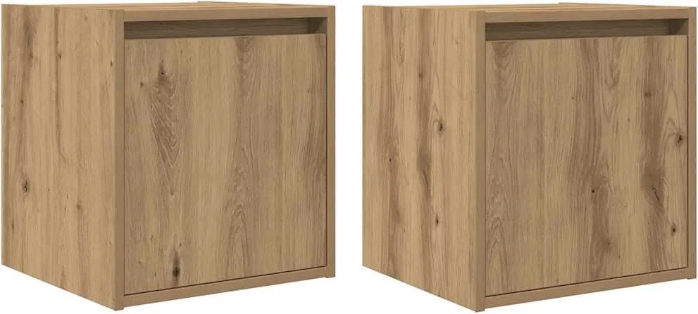 vidaXL 2 db kézműves tölgy fali szerelhető éjjeliszekrény 38x34x40 cm