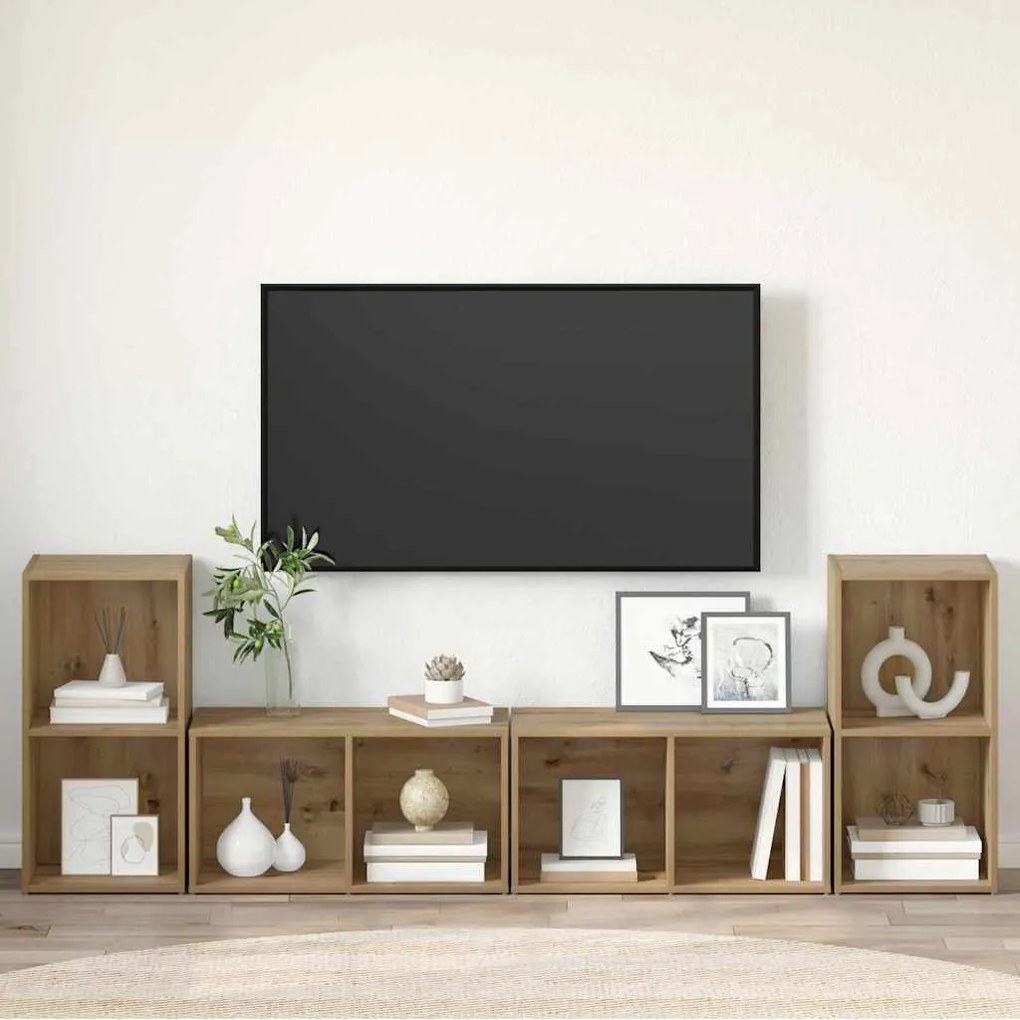 TV szekrény garnitúra 4 pcs kézműves tölgy 37 x 35 x 72 cm