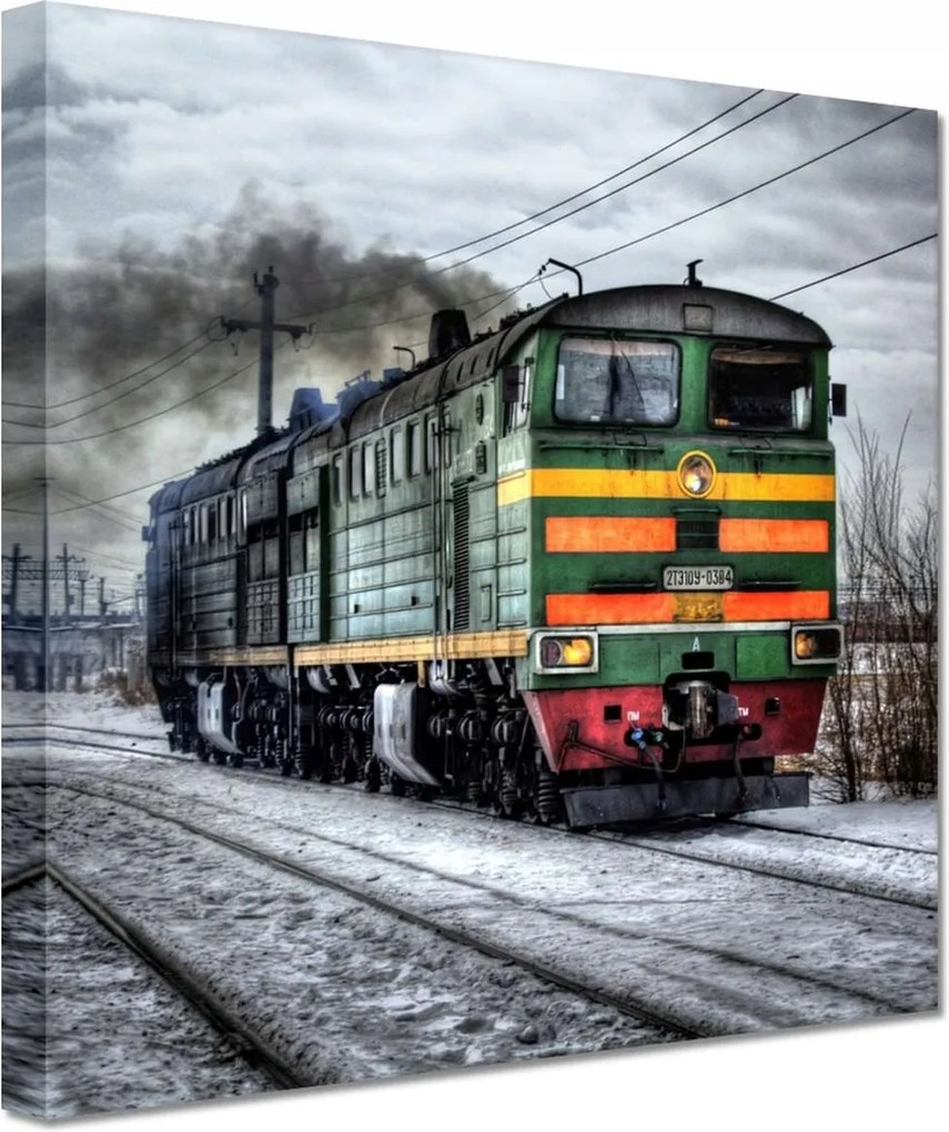 Vászonkép 20x20 Vonat Mozdony Tél