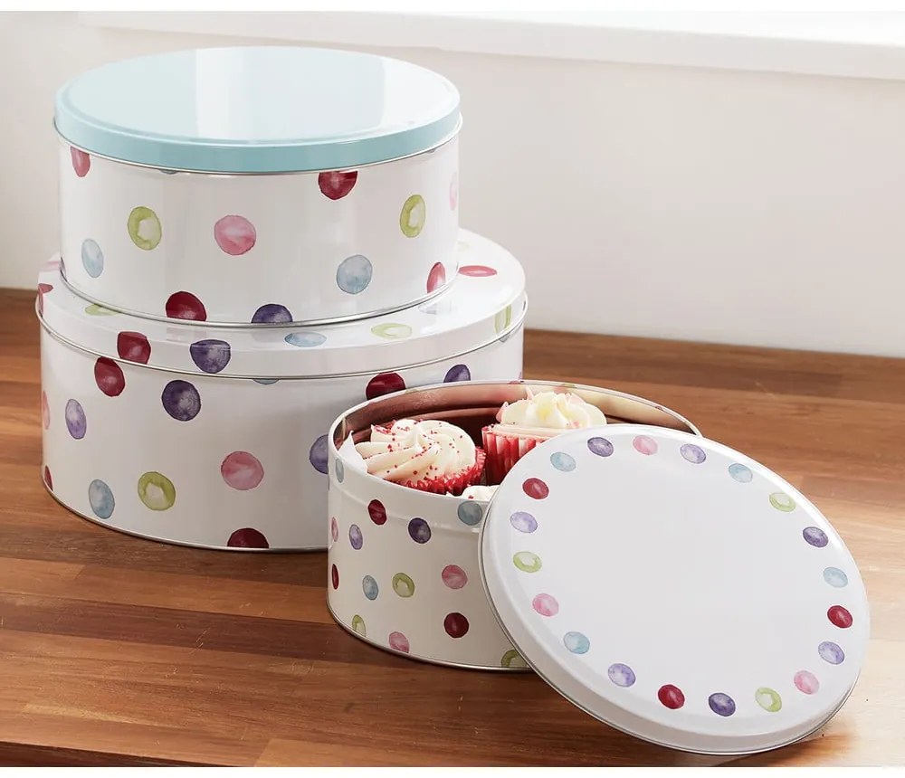 Süteménytartó acél doboz szett 3 db-os Spotty Dotty – Cooksmart ®