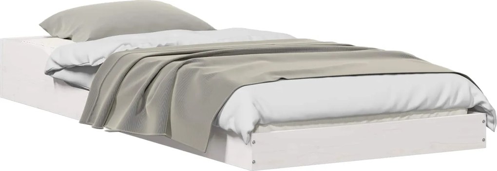 vidaXL Ágykeret Fehér 75 x 190 cm Tömör fenyőfa