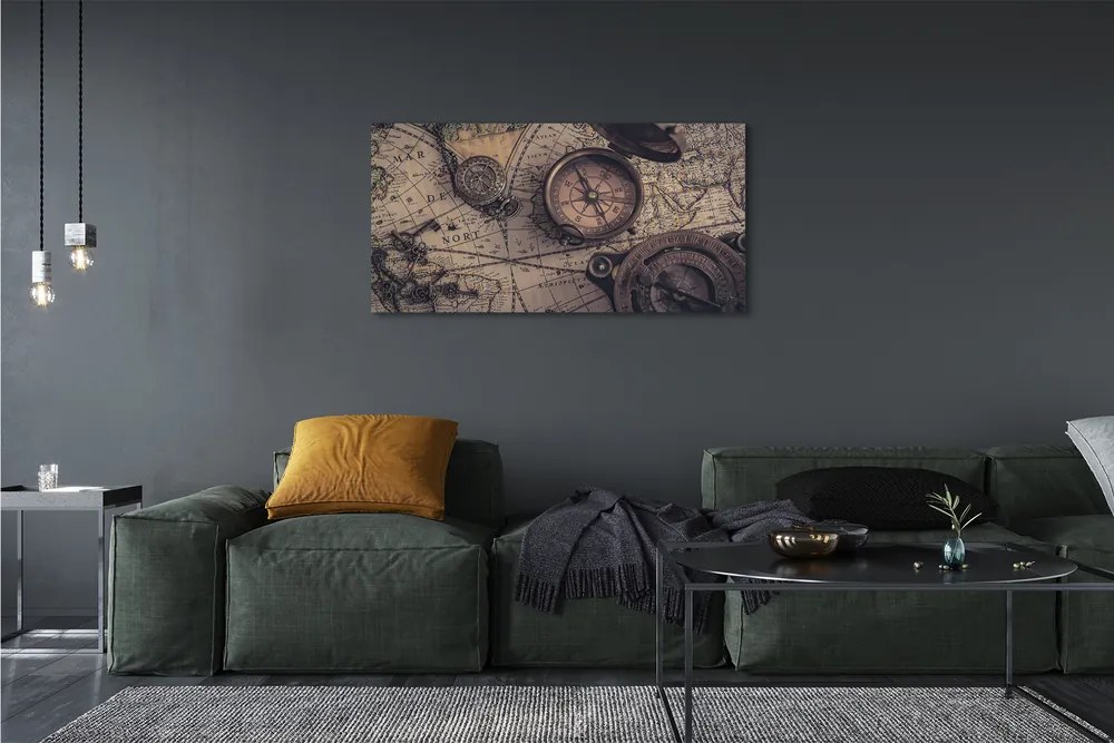 Canvas képek iránytű térkép 125x50 cm