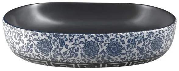 Sapho - PRIORI ráültethető mosdó 60x40 cm kerámia/fekete/kék