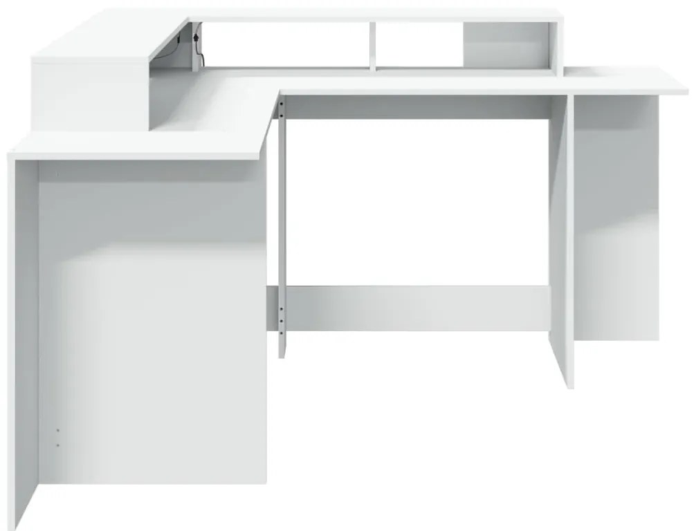fehér szerelt fa íróasztal LED-világítással 152 x 152 x 91 cm