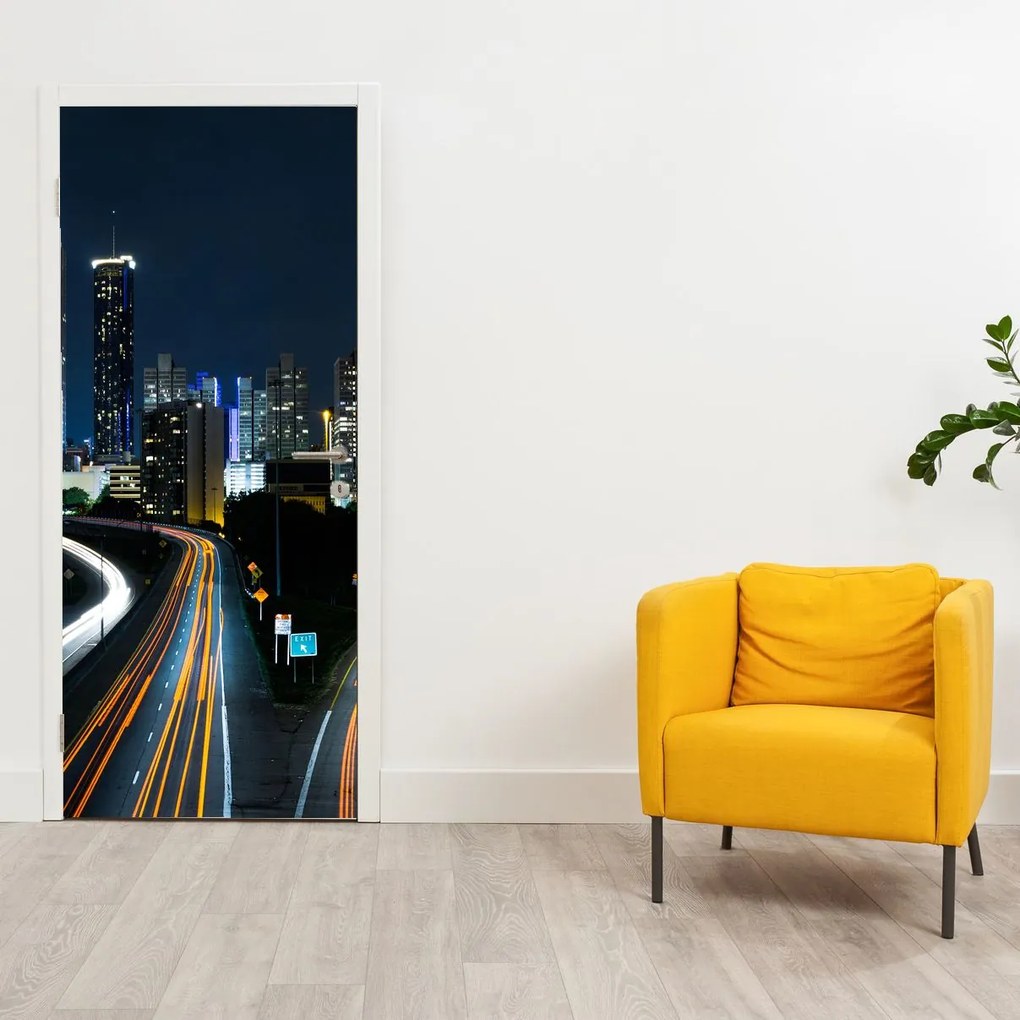 Fotótapéta ajtóra - Éjszakai metropolisz (95x205cm)