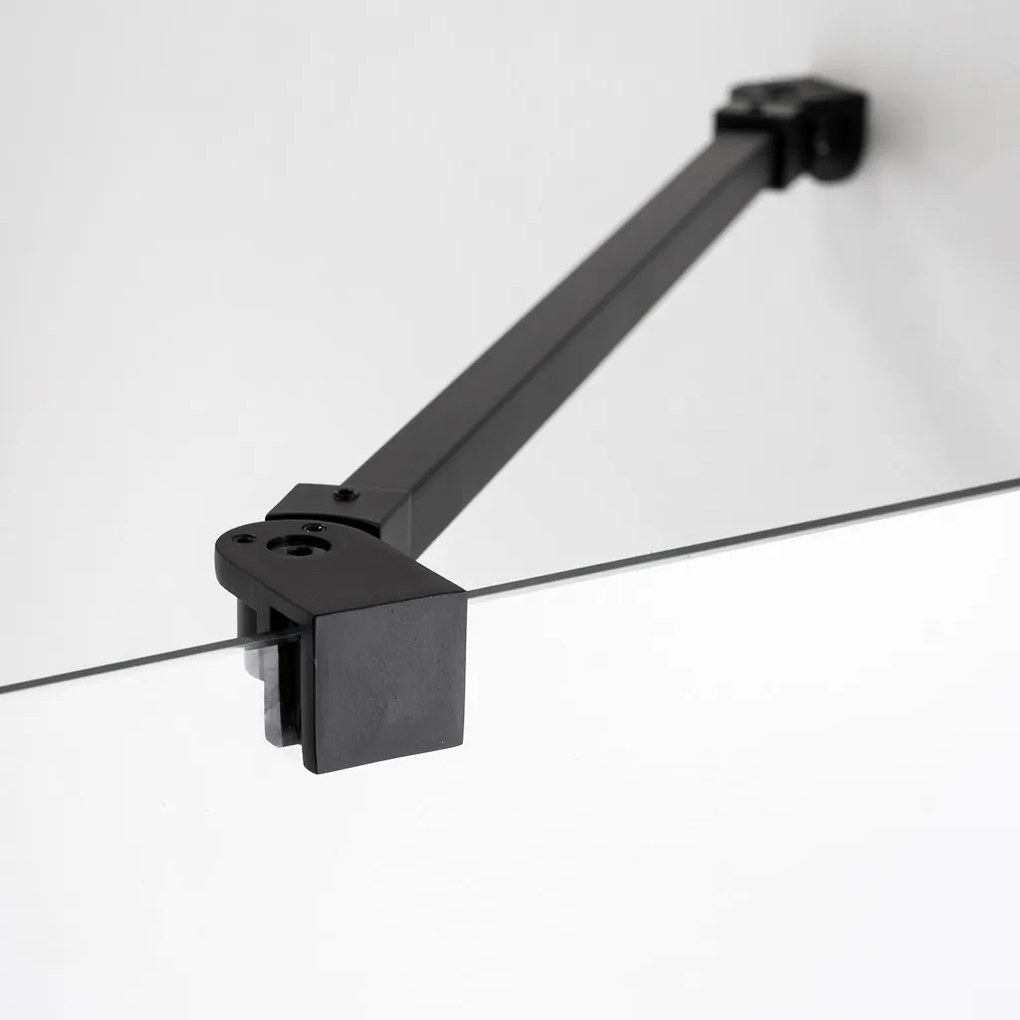 Stuxi Bari Fix Black 170 cm (100+70) széles nyíló zuhanyajtó fix fallal, 6 mm vízlepergető üveggel, matt fekete profillal, 195 cm magas