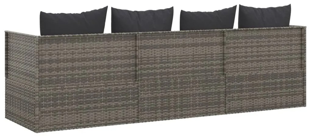 Szürke polyrattan kültéri társalgókanapé párnákkal