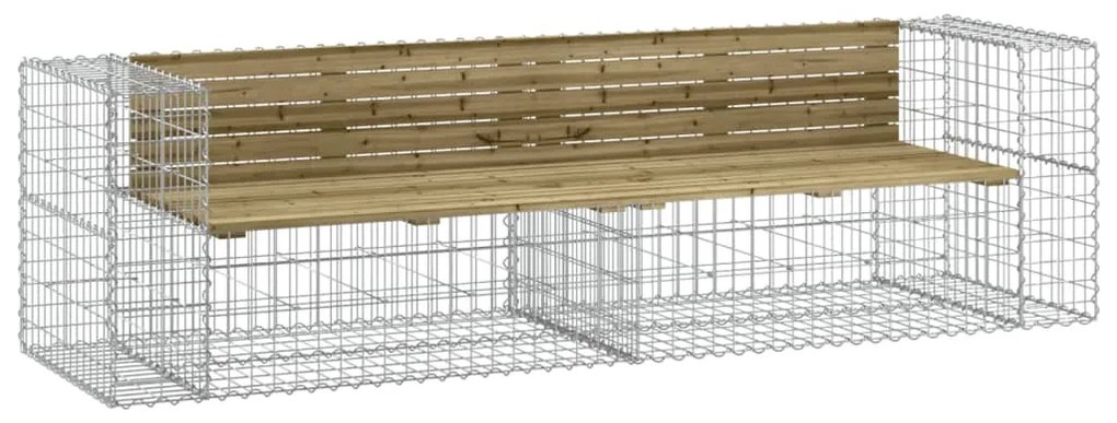 tömör impregnált fenyőfa gabion kerti pad 244x71x65,5 cm