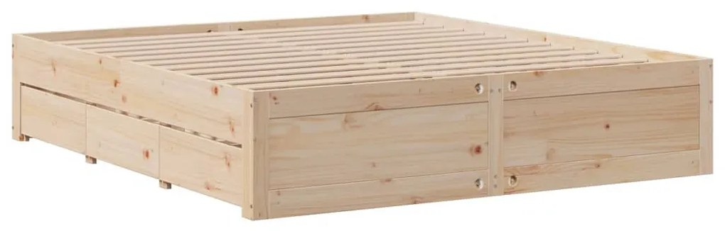 tömör fenyőfa fiókos ágykeret matrac nélkül 200 x 200 cm