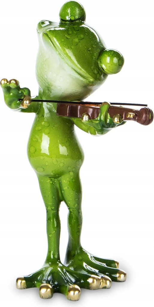 Béka figura hegedűvel elegáns zenei dekoráció hegedű zenész