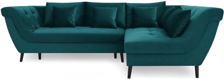 Real kék négyszemélyes kinyitható kanapé, jobb oldali - Bobochic Paris
