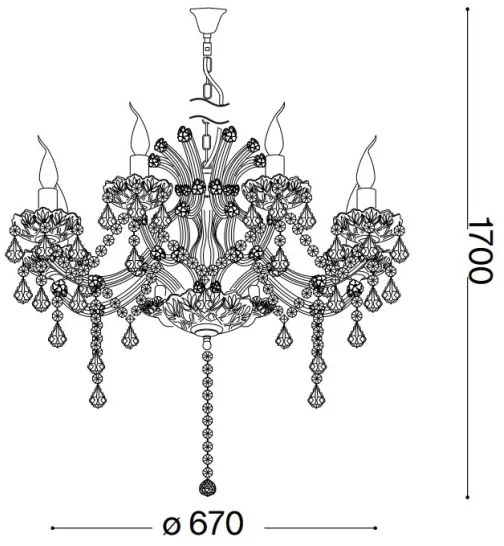 Ideal Lux - Kristály csillár láncon NAPOLEON 8xE14/40W/230V átm. 67 cm króm