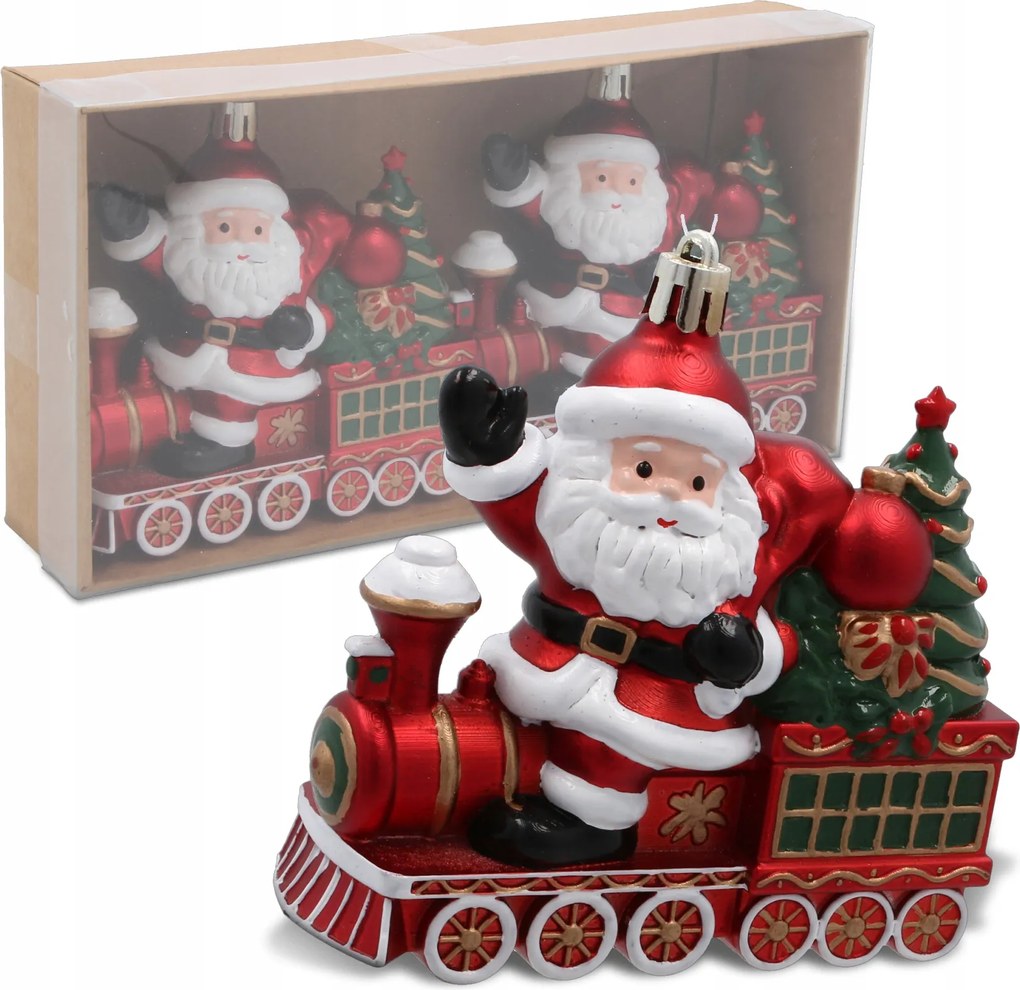 Karácsonyfadísz gömbök Mikulás a ruhán 10 cm 2 db