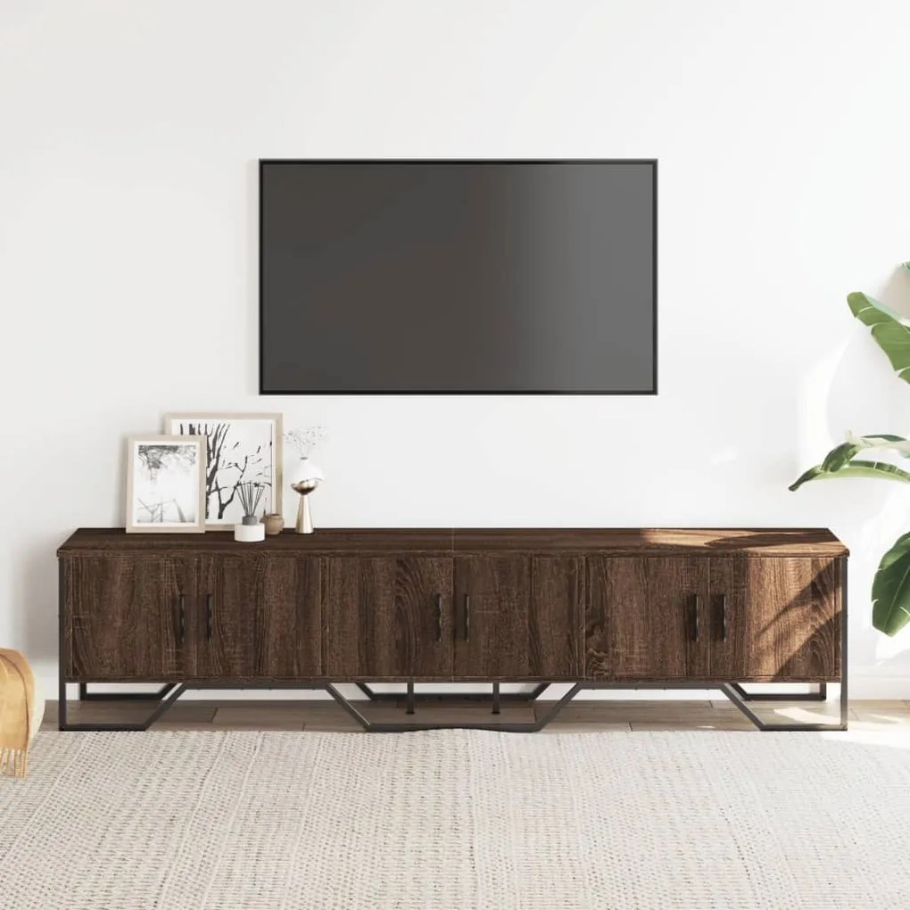barna tölgyszínű szerelt fa TV-szekrény 180 x 34 x 41 cm