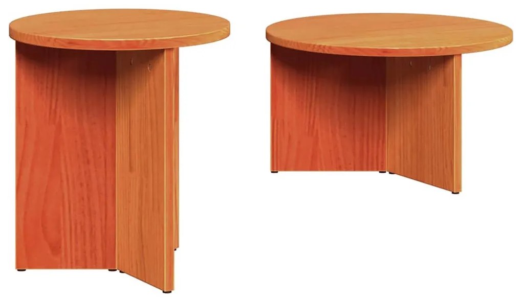 Dohányzóasztal 2 pcs Viaszbarna 49 x 49 x 28 cm Tömör fenyőfa